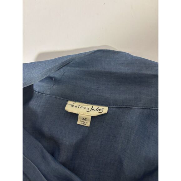 Maison Jules Womens Blue Denim Sailor Pullover Blouse Long Sleeve - Picture 6 of 6